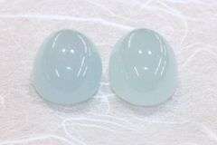 Fine Natural Aqua Cabochon Pair