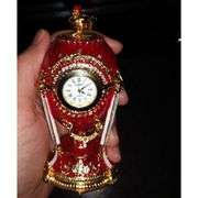 Hand-Painted Rhinestone Trinket Box with Clock