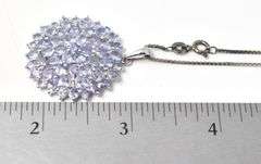 Purple Stone Cluster Necklace in Sterling Silver 9grams 18inch