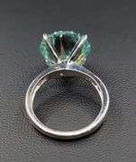 14 Kt Sparkling 3.75 Ct Vvs1 Mint Green Fire Moissanite 14 Kt White Gold Plated Ring