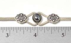 Rope Chain Bracelet with Floral Charms and Stone in Sterling Silver 12.4grams