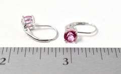 Hot Pink Stone Dangle Earrings in Sterling Silver 1.5grams