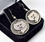 Circular Bear Earrings in Sterling Silver 8.4grams