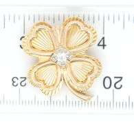 Lucky 14K Four Leaf Clover Brooch with Diamond