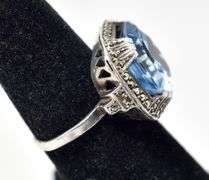 Gorgeous Light Blue Gemstone Ring in Sterling Silver 6.5grams Size 6 1/4