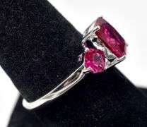 Bright Pink Genuine Stone Ring in Sterling Silver 4.1grams Size 8 3/4