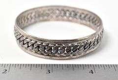 Chain Designed Bangle Bracelet in Sterling Silver 36.8 grams.
