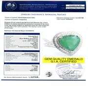 PLATINUM HEART SHAPED EMERALD AND DIAMOND RING 4.95 C.T.W.