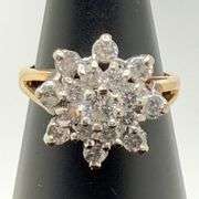 PHOTOS NEEDED 14kt Yellow Gold Champagne Diamond Flower Cluster Ring