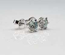 14 Kt White Gold Plated  2.5 Ct VVs1 Ice Blue Fire Moissanite Earrings