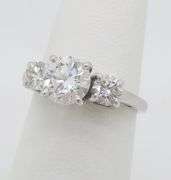 GIA Certified 2.11CTW Three Stone Diamond Ring in White Gold