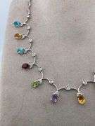 CERTIFIED BRAND NEW 18K WHITE GOLD DIAMOND AND GEM STONE NECKLACE