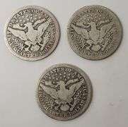 Lot Of "3" Barber Quarter Dollars, Circulated