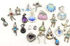 Group lot of Vintage 925 sterling silver pendants