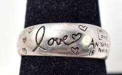 Scripture Font Love Ring in Sterling Silver 2.9grams Size 8.5