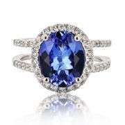 PLATINUM TANZANITE AND DIAMOND RING 4.45 C.T.W.
