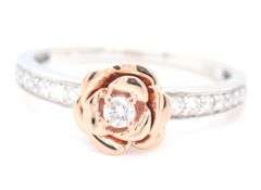 10kt White gold Disney 2-tone 1/5ctw diamond Belle rose ring