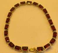 14K Yellow Gold Emerald Cut Garnet Tennis Bracelet