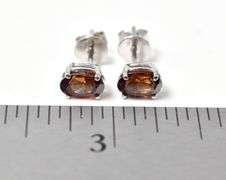 Red Garnet Gemstone Stud Earrings in Sterling Silver 1.4grams