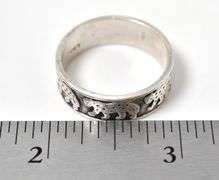 Spotted Cat Band Ring in Sterling Silver 6.3grams Size 11.5
