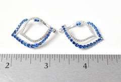 Curved Teardrop Blue Stone Dangle Earrings in Sterling Silver 5.5grams
