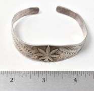Hemp Leaf Cuff Bracelet in Sterling Silver 26.3grams