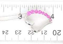 10kt White gold pink topaz heart shaped pendant on chain