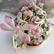 Hand-Painted Teapot Trinket Box with Rhinestones