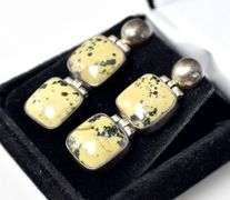 Dalmatian Jasper Earrings in Sterling Silver 12.6grams