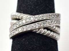 Twist Band Ring with Small Gems in Sterling Silver 5.1grams Size 6.5