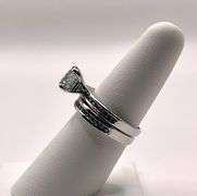 Large 3.7 Ct  VVs1 Lab Simulated Diamond 2 Band Engagement  Ring Set