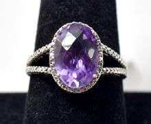 Oval Cut Amethyst Ring in Sterling Silver 4.1grams Size 9