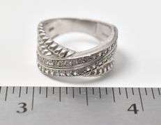 Twist Band Ring with Small Gems in Sterling Silver 5.1grams Size 6.5