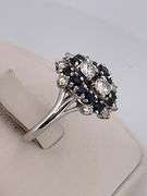 CERTIFIED 18K WHITE GOLD DIAMOND AND SAPPHIRE RING