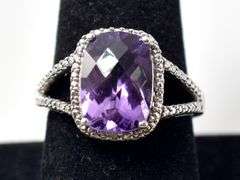 Square Amethyst Ring in Sterling Silver 5grams Size 8 3/4