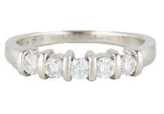 0.50ctw Round Diamond Five Stone Wedding Band Ring in Platinum