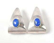 Triangular Earrings with Lapis Lazuli in Sterling Silver 6.4grams