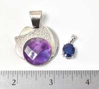 Set of Genuine Stone Pendants in Sterling Silver 15.2grams