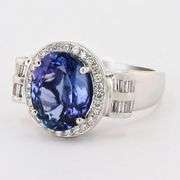 PLATINUM TANZANITE AND DIAMOND RING 5.17 C.T.W.