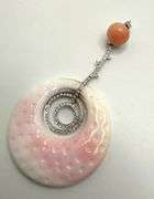 Hand made Italian 18kt white gold coral and diamond drop style earrings
