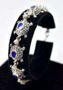 Turtle Link Bracelet with Blue Stones in Sterling Silver 20.3grams