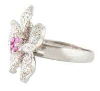0.60ctw Diamond and 0.32ctw Pink Sapphire Flower Ring in 14K