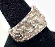 Thick Band Silverware Handle ring in Sterling Silver 19grams Size 8.5