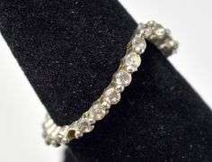 Dainty Band ring with Clear Gems with twist Design in Sterling Silver 2grams Size 6 1/4