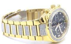 Citizen Eco-Drive gole tone Chronograph quartz black dial crystal accent watch