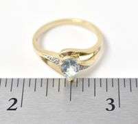 Darling 10K Yellow Gold Blue Topaz Gemstone and Diamond Ring