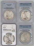 Near Gem BU 1921 Morgan & 1922 to 1924 Peace Silver Dollars. PCGS & NGC MS64