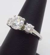 GIA Certified 2.11CTW Three Stone Diamond Ring in White Gold