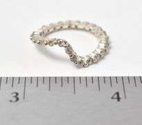 Dainty Band ring with Clear Gems with twist Design in Sterling Silver 2grams Size 6 1/4
