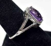 Square Amethyst Ring in Sterling Silver 5grams Size 8 3/4